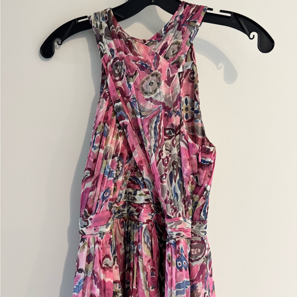 Veronica Beard Pink and Purple Abstract Print Dress